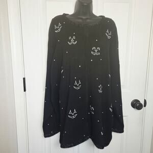 Quacker Factory Sweater Cape Womens 3X Black Halloween Jack O Lantern Rhinestone